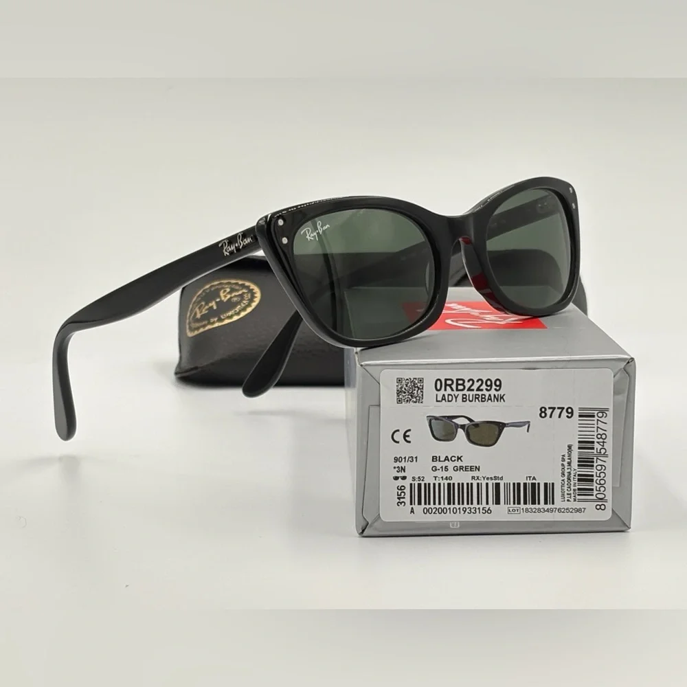 Women’s Ray-Ban Lady Burbanks RB2299 Black Frame “Hailey Bieber” Cat Eye Frame - Picture 4 of 10